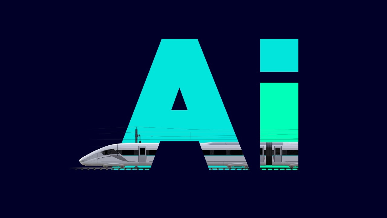 Image of a high-speed train with the letters “Ai” over it in Siemens Mobility colors.