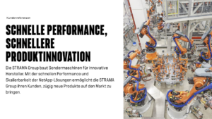 Titel eines B2B-Kunden-Testimonials der STRAMA Group mit Abbildung eines Produktionsraums.